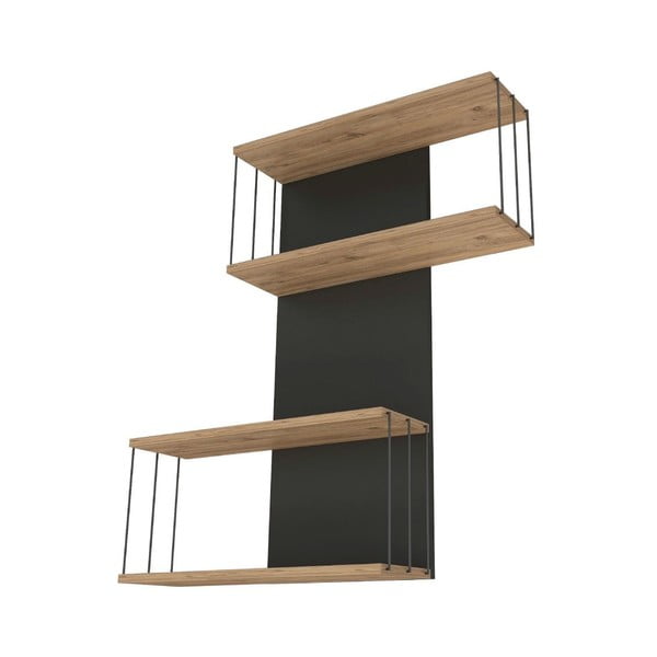 Antracitno siva/naravna večnivojska polica v borovem dekorju 65 cm Destan – Kalune Design-image-3