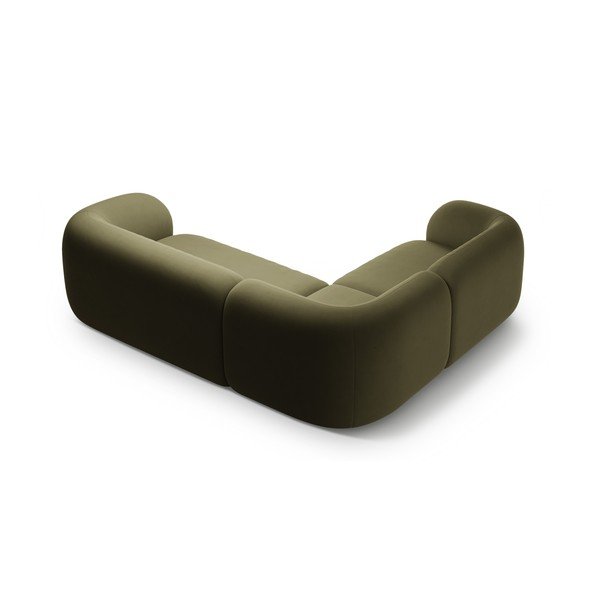 Zelena žametna kotna sedežna garnitura (levi kot/v obliki črke L) Kate – Micadoni -image-2