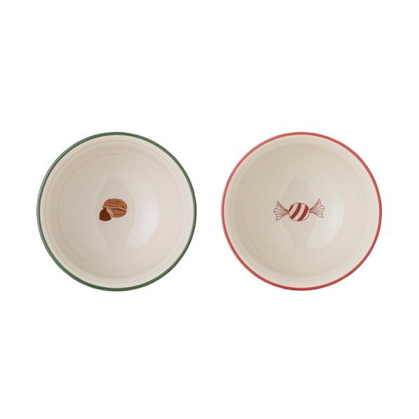 Bele/zelene lončene skledice z božičnim motivom v kompletu 2 ks 500 ml Jolly – Bloomingville-image-2