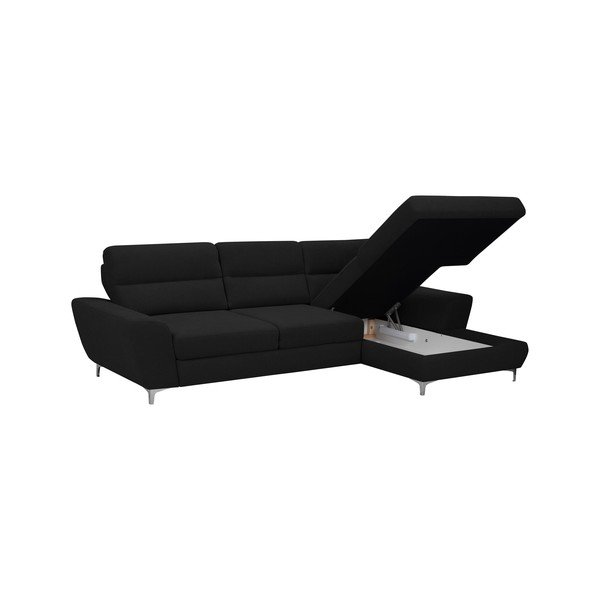 Črna Windsor & Co Zofe Omega kotna raztegljiva sedežna garnitura, desni kot-image-4