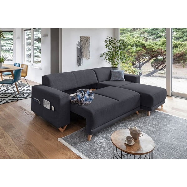 Antracitno siva raztegljiva/s prostorom za shranjevanje kotna sedežna garnitura Classy Sophie – Miuform-image-4