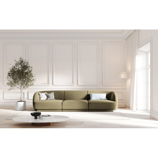 Zelena žametna sedežna garnitura 259 cm Miley  – Micadoni Home-image-4