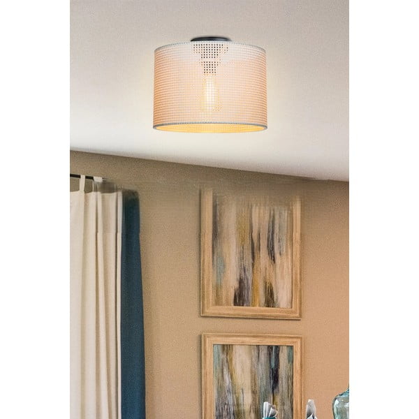 Kremno bela stropna svetilka s tekstilnim senčilom ø 30 cm Goza – Squid Lighting-image-1