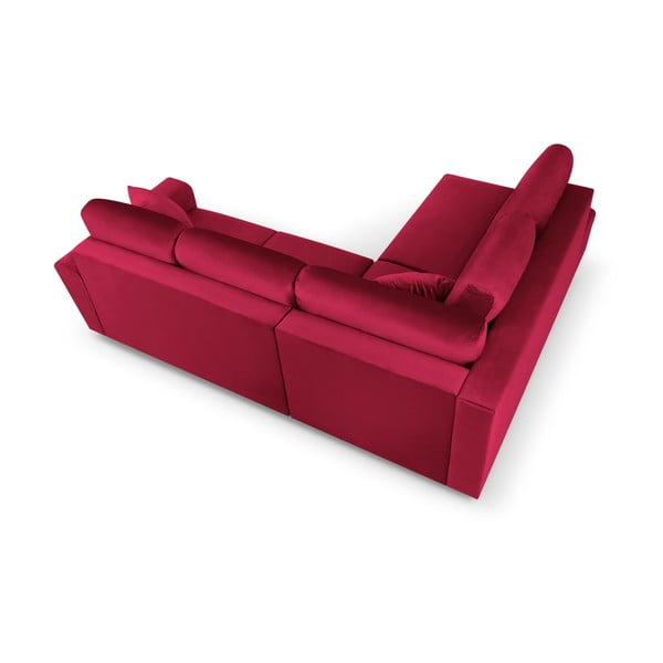 Rdeča žametna raztegljiva kotna sedežna garnitura s prostorom za shranjevanje (levi kot/v obliki črke L) Kyoto – Cosmopolitan Design-image-4