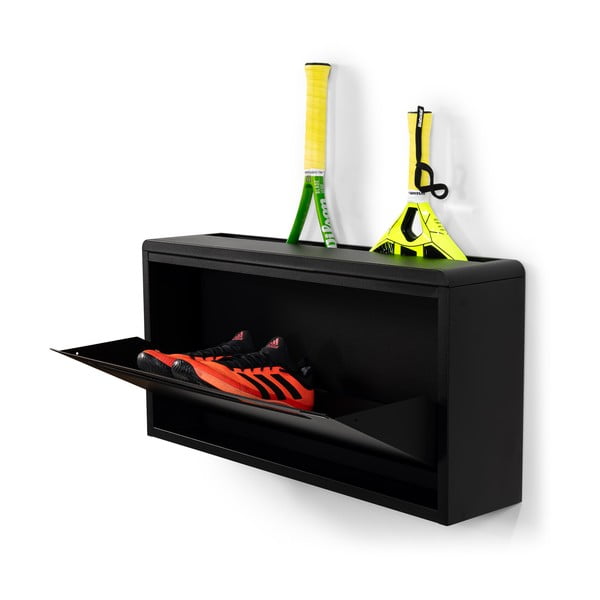 Črna kovinska preklopna/stenska omarica za čevlje 76x38x18 cm Sportiva – Spinder Design-image-4