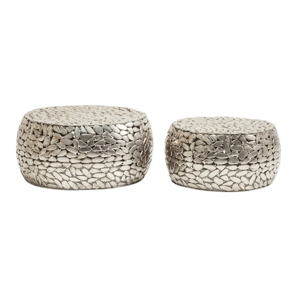 Komplet 2 mizic v srebrni barvi Kare Design Pebbles