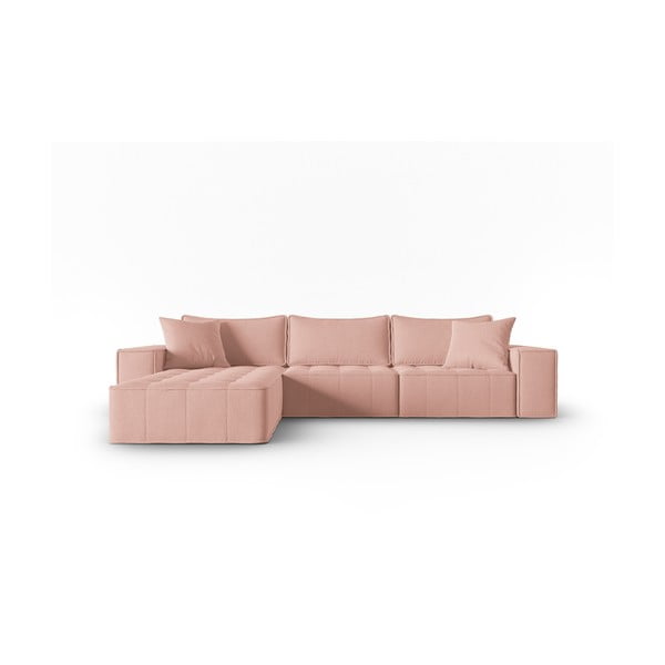 Rožnata kotna sedežna garnitura (levi kot) Mike – Micadoni Home