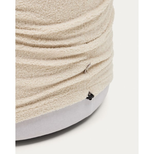 Kremno bel tabure iz tkanine bouclé Kaeli – Kave Home-image-4