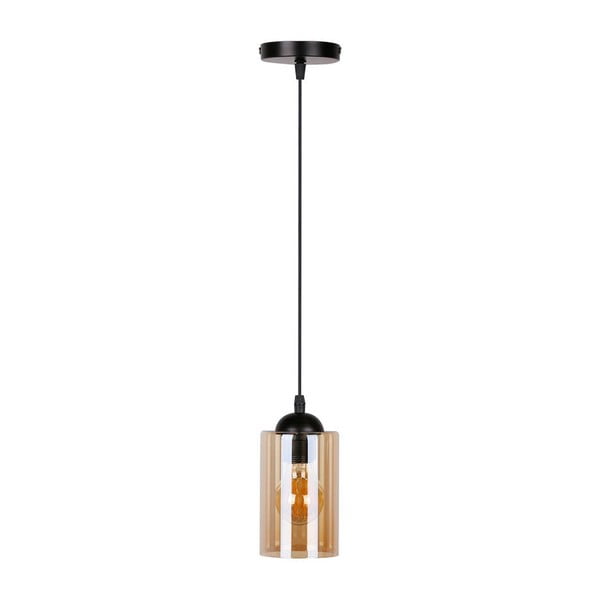Črna viseča svetilka s steklenim senčnikom ø 10 cm Bistro - Candellux Lighting