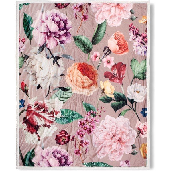 Bež obojestranska odeja Descanso Fiori, 130 x 160 cm-image-2