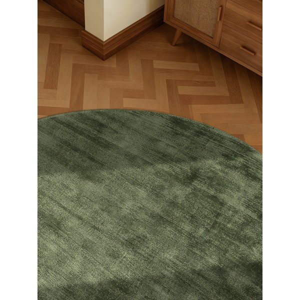 Zelena ročno tkana viskozna okrogla preproga ø 120 cm Noemi – Vikosa-image-3