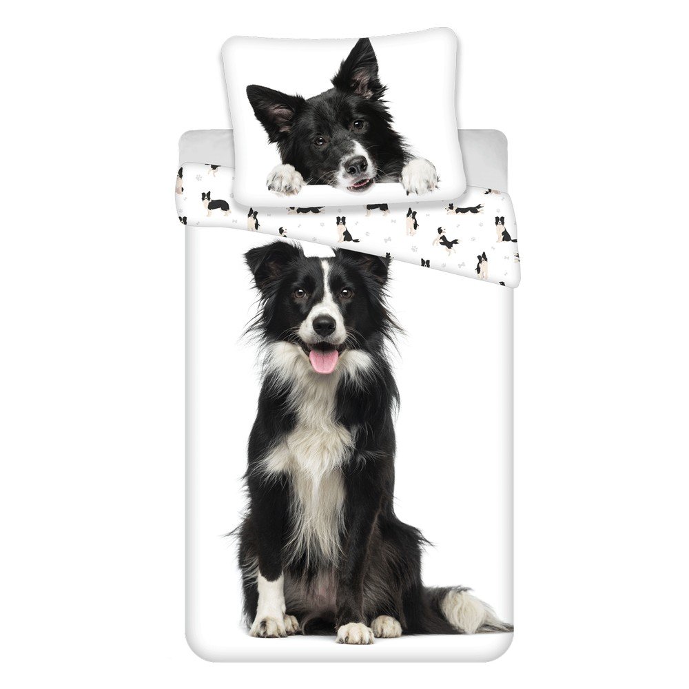 Enojna bombažna otroška posteljnina 140x200 cm Border Collie