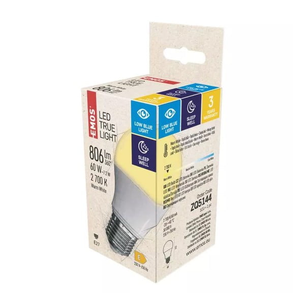 LED žarnica s toplo svetlobo z žarnico E27, 7 W – EMOS-image-1