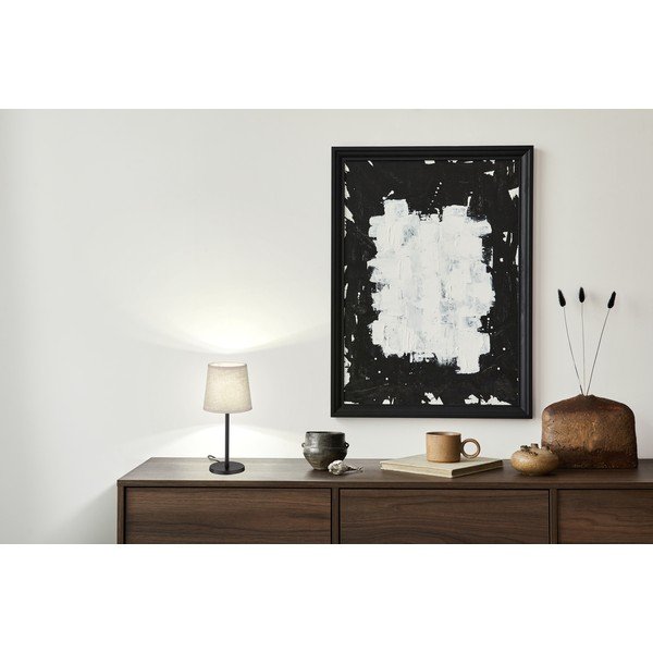 Črno-bež namizna svetilka s tekstilnim senčilom (višina 30 cm) Eve – Fischer & Honsel-image-1