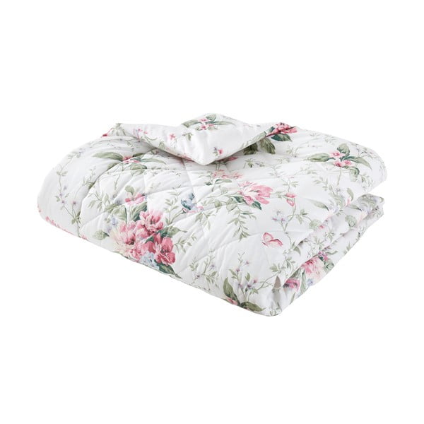 Kremno belo prešito pregrinjalo 200x200 cm Bridgerton Penelope Floral – Catherine Lansfield