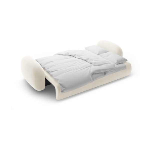 Kremno bela žametna raztegljiva/s prostorom za shranjevanje sedežna garnitura 262 cm Tonale – Cosmopolitan Design-image-4