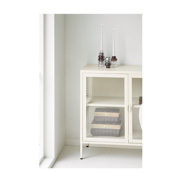 Kremno bela jeklena vitrina 140x85x40 cm Brisbane – House Nordic-image-4