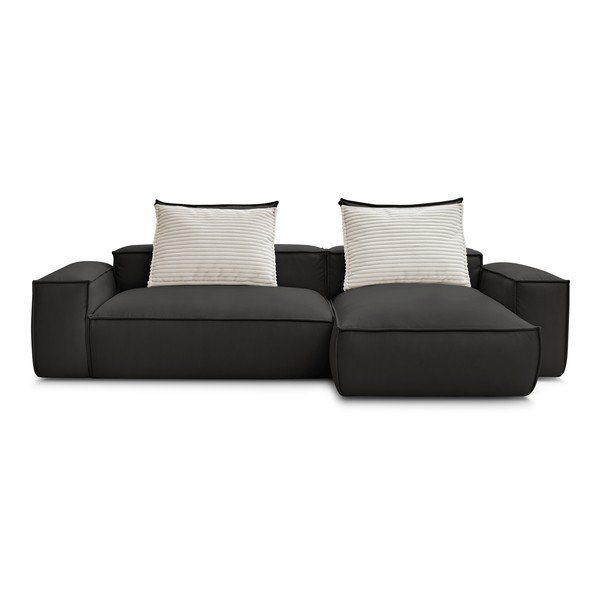 Črna kotna sedežna garnitura iz umetnega usnja (s kotom po izbiri) Boheme – Bobochic Paris