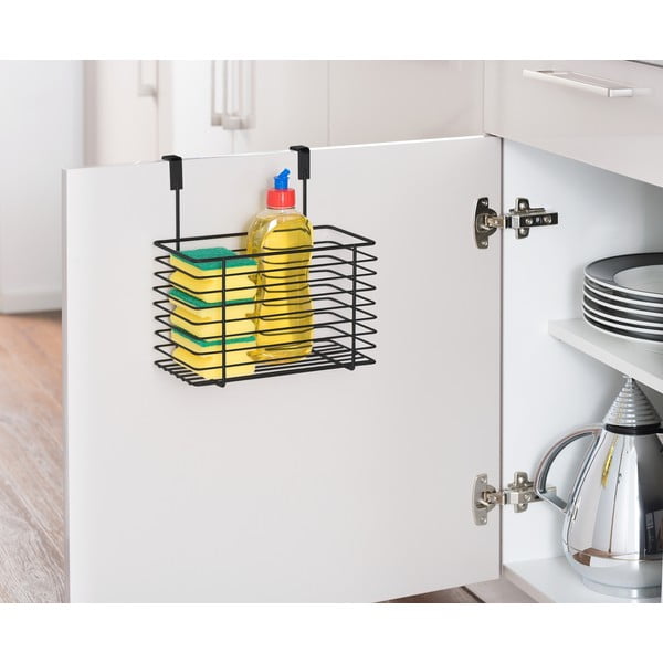 Črna viseča kovinska košara za kuhinjska vrata Wenko Slim, višina 25 cm-image-2