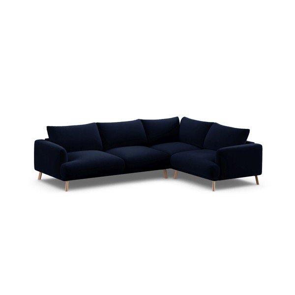 Temno modra žametna kotna sedežna garnitura (desni kot/v obliki črke L) Naomi – Micadoni -image-2