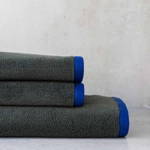 Temno zelena/modra frotirna brisača iz organskega bombaža 70x133 cm Soft – Mette Ditmer Denmark-image-4