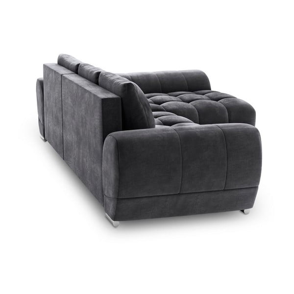 Temno siva kotna raztegljiva sedežna garnitura z žametnim oblazinjenjem Windsor & Co Sofas Nuage, desni kot-image-3