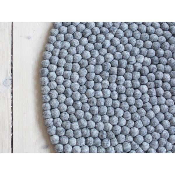 Jekleno siva preproga iz volnenega filca Wooldot Ball Rugs, ⌀ 140 cm