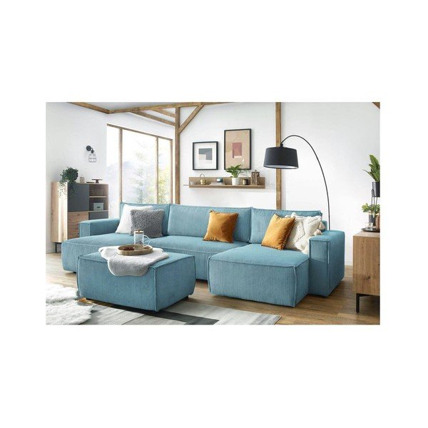 Mentolno zelen tabure iz rebrastega žameta Nihad – Bobochic Paris-image-4