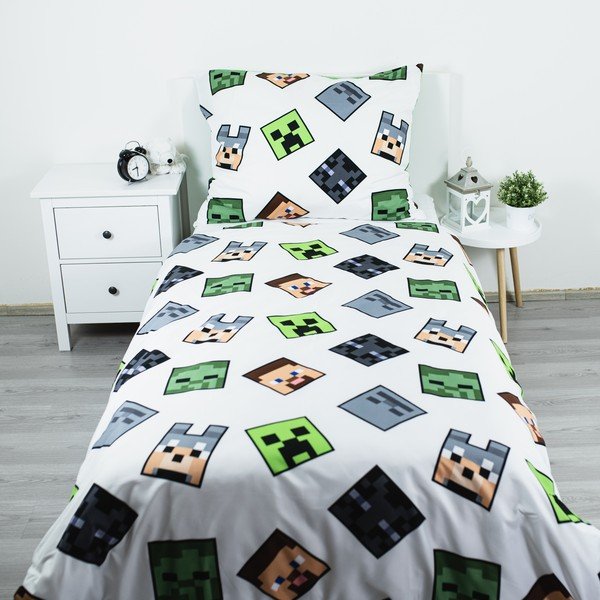 Zelena enojna otroška posteljnina iz mikrovlaken 140x200 cm Minecraft Block Stack – Jerry Fabrics-image-2