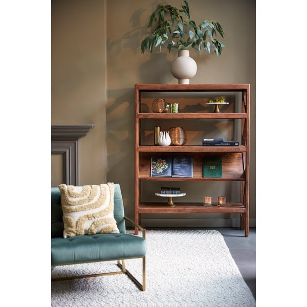 Rjava knjižna omara iz akacijevega masivnega lesa 120x160 cm Yuki - Light & Living-image-1