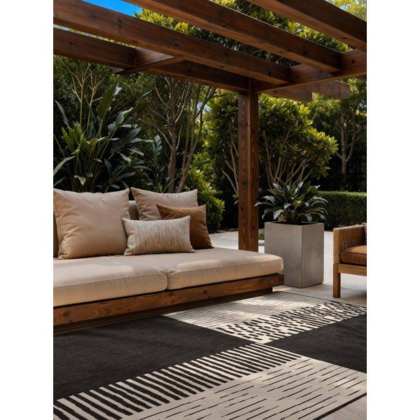 Črna/kremno bela notranja in zunanja preproga 200x300 cm Haringey Acacia – Ted Baker-image-1