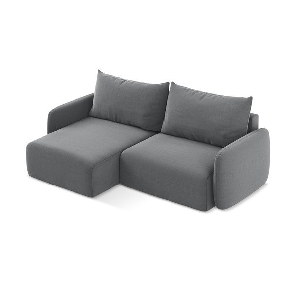 Siva žametna raztegljiva/s prostorom za shranjevanje kotna sedežna garnitura (levi kot/z ležalnikom) Kalena – Makamii-image-3