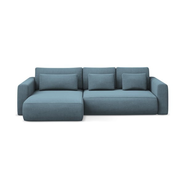 Svetlo modra raztegljiva/s prostorom za shranjevanje kotna sedežna garnitura (levi kot/z ležalnikom) Kapua – Makamii