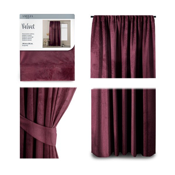 Vijolična žametna zavesa AmeliaHome Velvety, 245 x 140 cm-image-1