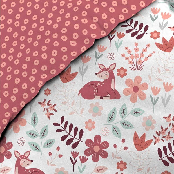 Belo-rožnata enojna bombažna otroška posteljnina 140x200 cm Bichette – douceur d'intérieur-image-2