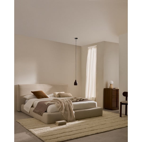 Bež oblazinjena postelja brez letvenega dna 90x200 cm Blok – Kave Home-image-1