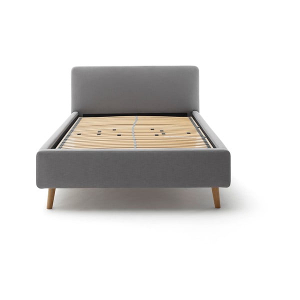 Siva oblazinjena zakonska postelja s prostorom za shranjevanje z letvenim dnom 140x200 cm Mattis – Meise Möbel-image-3