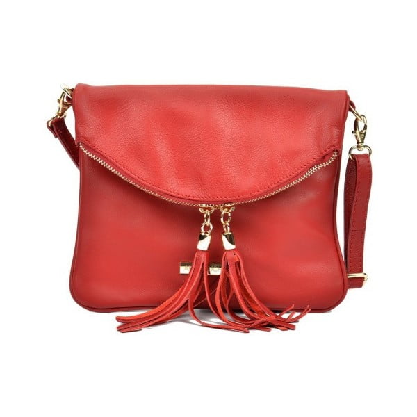 Rdeča usnjena torbica Anna Luchini Rohno