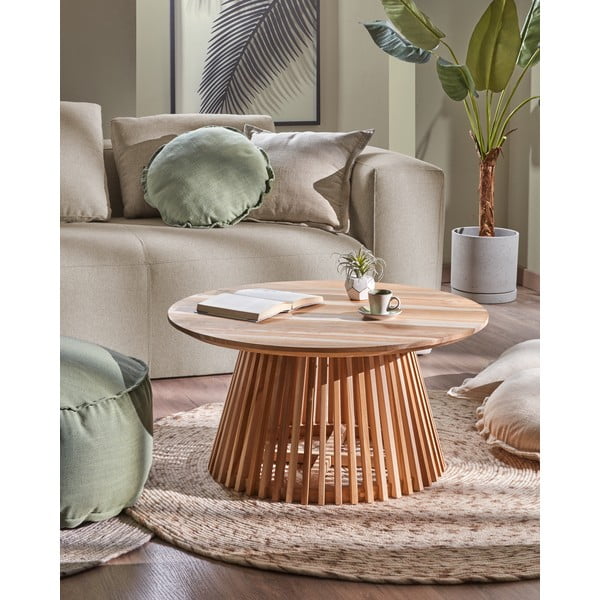 Kavna mizica iz tikovine Kave Home Irune, ⌀ 80 cm-image-2