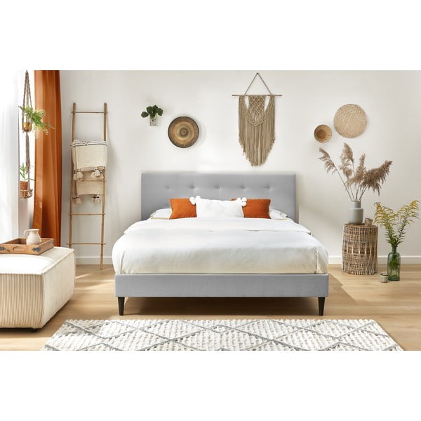 Svetlo siva zakonska postelja Bobochic Paris Rory Dark, 180 x 200 cm-image-4