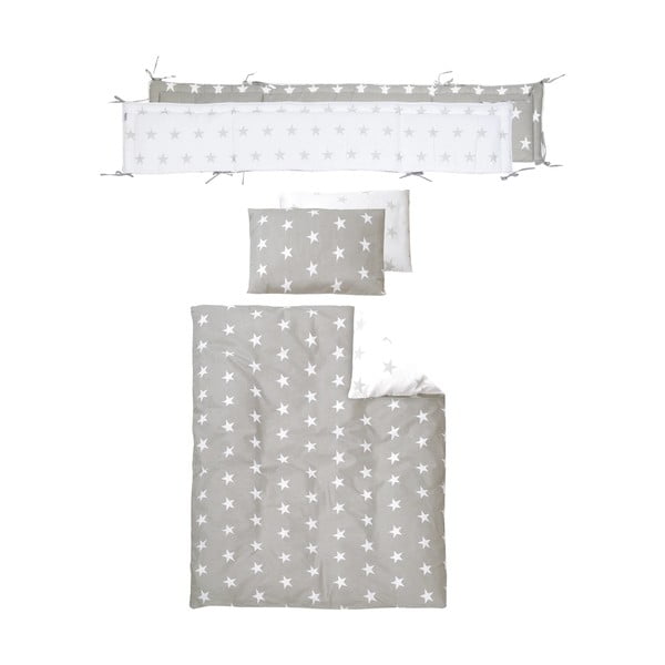 Bela otroška posteljica na koleščkih in z ogrodjem za baldahin 60x120 cm Little stars – Roba-image-3