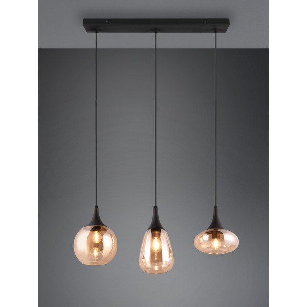 Črna/oranžna viseča svetilka s steklenim senčnikom Lumina – Trio-image-1