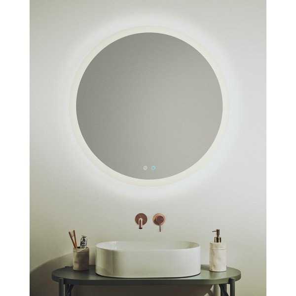 Stensko ogledalo z lučjo ø 60 cm Mervi – Kave Home-image-1