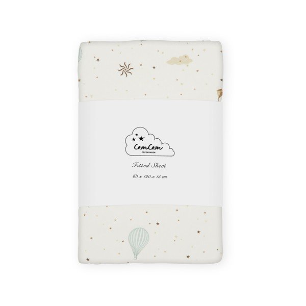 Slonokoščena napenjalna otroška rjuha za otroško posteljico iz organskega bombaža 60x120 cm Dreamland – Cam Cam Copenhagen