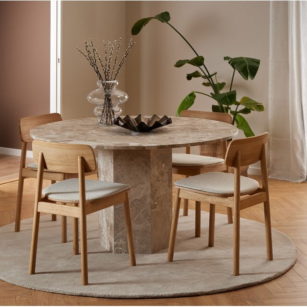 Svetlo rjava marmorna okrogla jedilna miza ø 130 cm Naxos – Actona-image-1