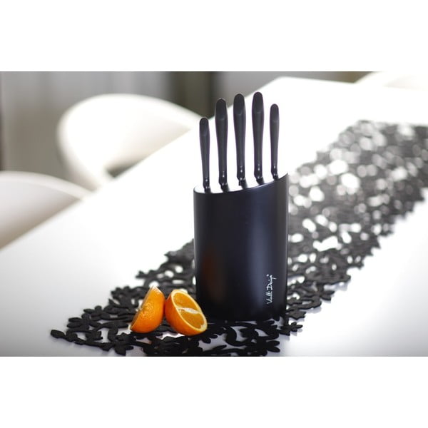 Črno stojalo s petimi noži Vialli Design-image-1