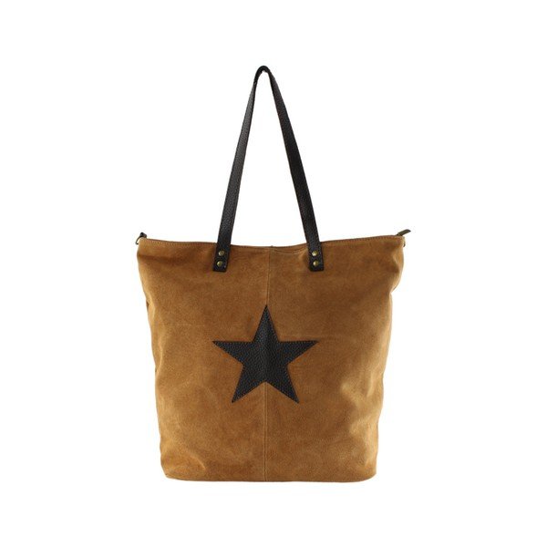 Konjak rjava usnjena torbica Chicca Borse Asterisco-image-1