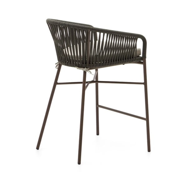 Zelen kovinski/oblazinjen vrtni barski stol Yanet – Kave Home-image-4