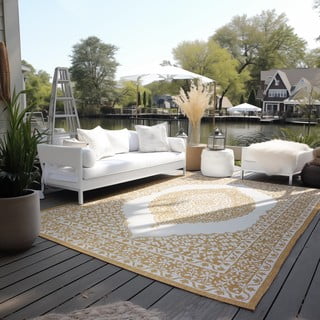 Oker rumena/kremno bela zunanja preproga 160x230 cm Gemini – Elle Decoration