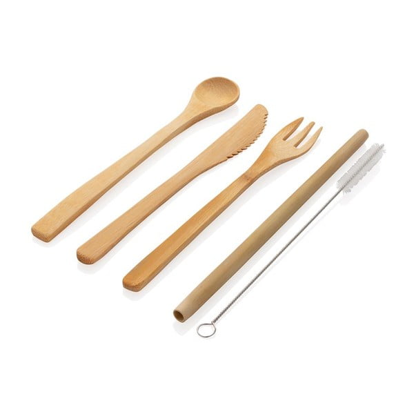 Potovalni set bambusovega pribora s slamico, čopičem za čiščenje in embalažo XD Collection-image-2